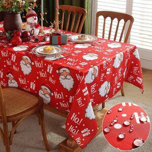 Elegant Santa Claus Christmas Tablecloth 60x84” - Spill Proof and Washable